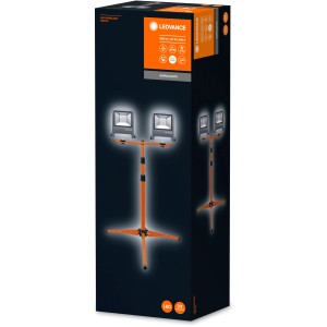 Verpackung des Ledvance LED-Arbeitslicht Worklight Tripod mit Stativ, 2x50W, 4000K.