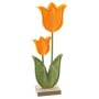 Orangefarbener Tulpenaufsteller aus Filz und Holz, 19,5 cm, frühlingshafte Osterdekoration.
