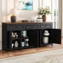 okwish Sideboard mit Stauraum Wohnzimmer 160x35x76cm Schwarz_4