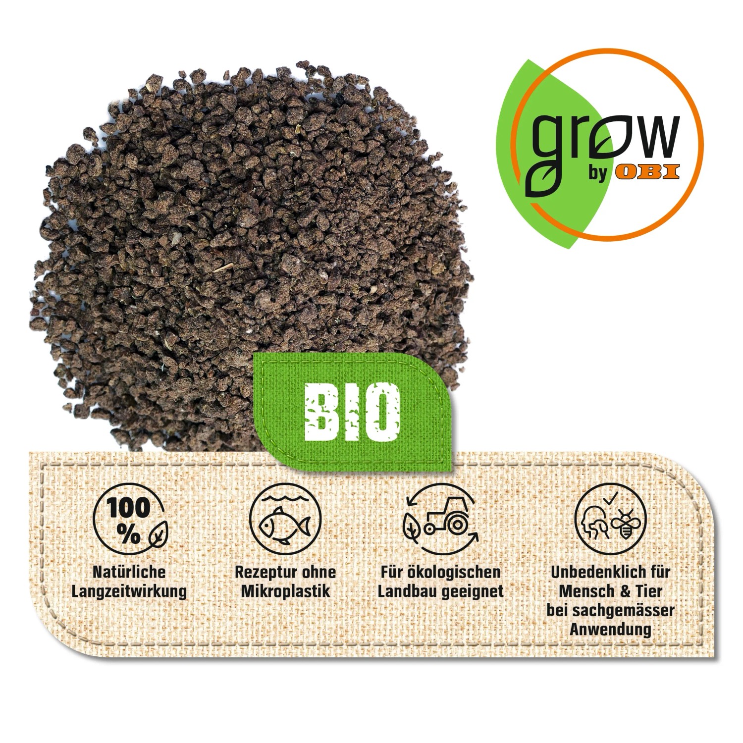 GROW by OBI BIO Tomaten- und Kräuterdünger, 750g, mit Guano für aromatische Pflanzen.