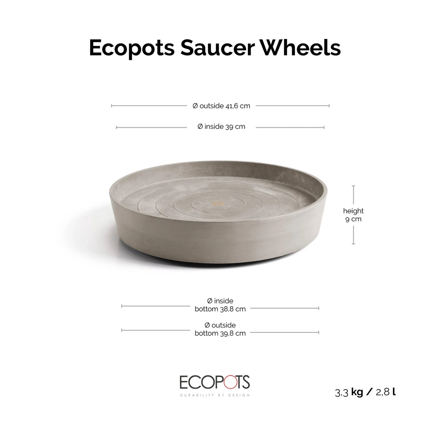 Ecopots Untersetzer Amsterdam Rollen Taupe 41,6 cm x 9 cm_3