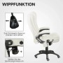Cremeweißer Vinsetto Massagestuhl: Wippfunktion mit verstellbarer Neigung, Hebel zum Sperren/Entriegeln, Drehknopf für Spannung.