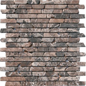 Mosaikmatte Stäbchen Emperador, Naturstein, 30,5x30,5 cm für Innenräume.