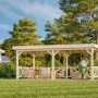 Palmako Pavillon Lenna Set, 588x300 cm, weiß lackiert, mit Geländer. Weekendhaus aus Fichtenholz.