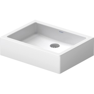 Weißes Duravit Vero Aufsatzwaschbecken, 50 cm, ohne Hahnloch, aus Sanitärkeramik.