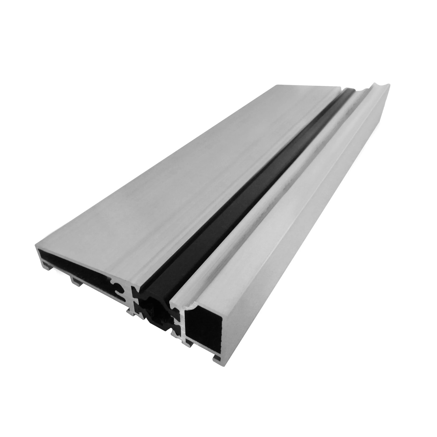 Detailaufnahme der Aluminium-Bodenwinkelschiene für Panto Nebeneingangstür, Zubehör.