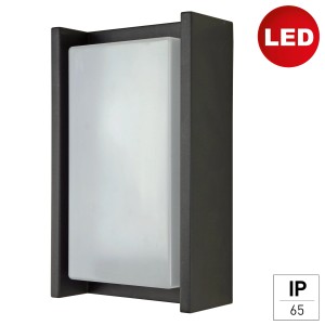 Moderne, anthrazitfarbene E2 Elektro LED Außenwandleuchte Cetus mit IP65 Schutz.