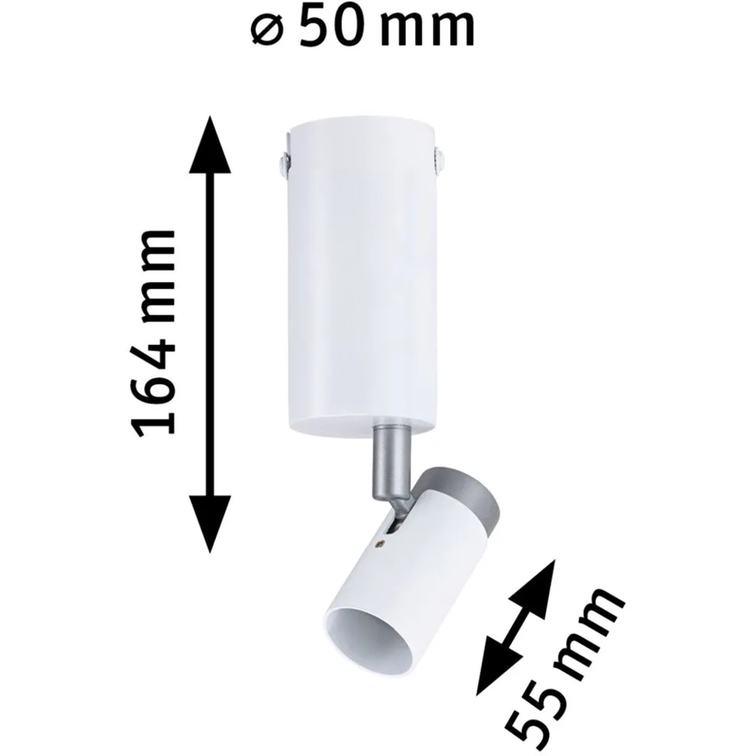 Paulmann Runa Deckenleuchte, weiß-graue Wandlampe aus Metall, GU10, max. 20W, 230V.