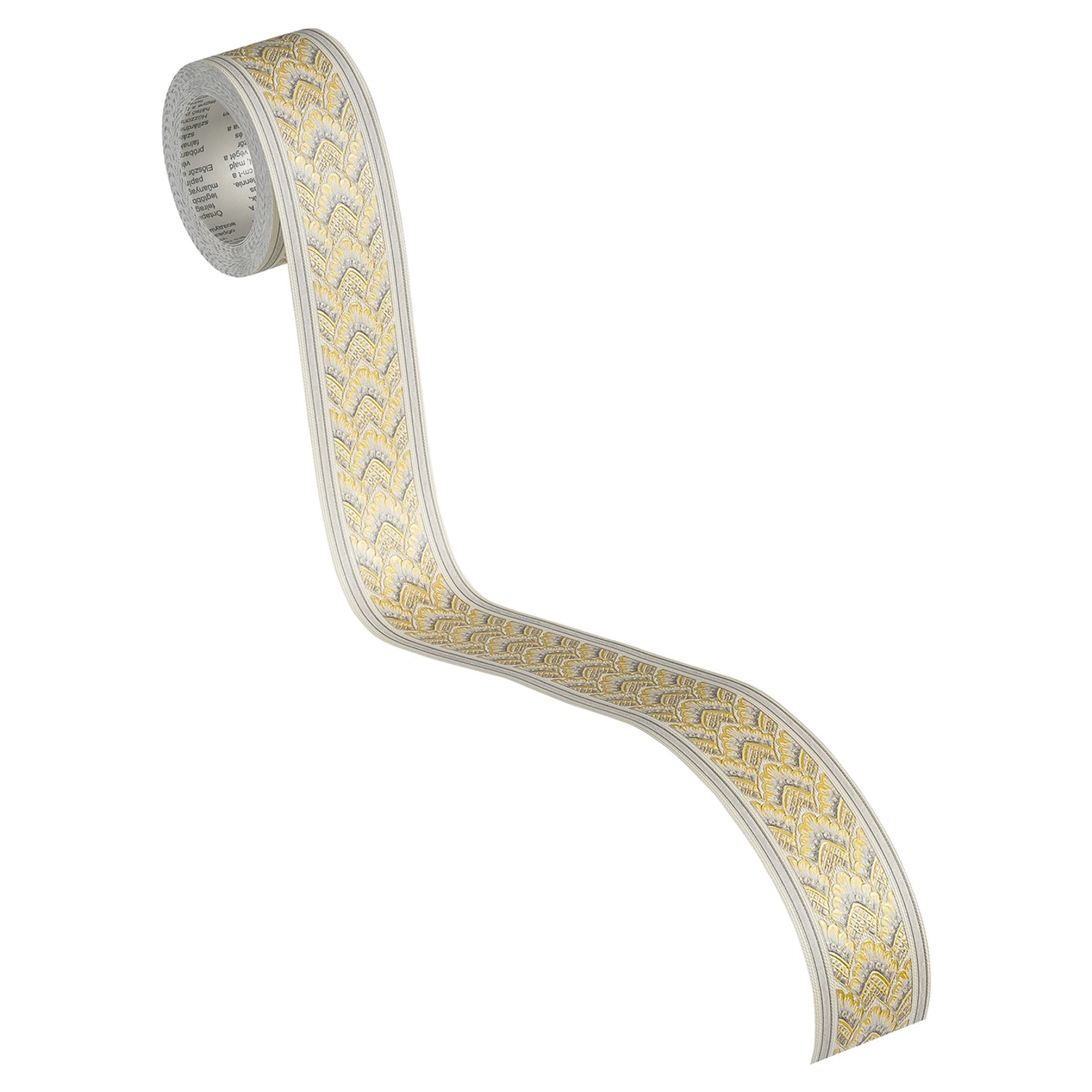 A.S. Création selbstklebende Borte mit Muster in Gold und Silber, 5 m x 4 cm.