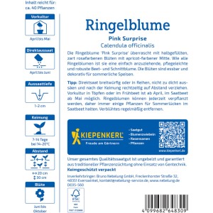 Kiepenkerl Ringelblume Pink Surprise, Saatgutpackung mit rosa Blüten
