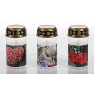 FlowerPower LED-Grablampe Tumba, 3er Set mit Herz-, Engel- und Rosenmotiven.