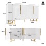 okwish Sideboard mit Geometrischem Design Goldene Griffe Wohnzimmer 152x40x75cm Weiß_5
