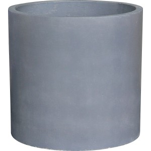 Grauer, zylindrischer Pflanztopf aus Zement, 40,5 cm.
