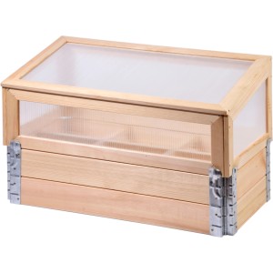 Frühbeet Pflanzbeet Größe M aus Kiefernholz mit Polycarbonat-Aufsatz.