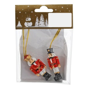 2er-Set Nussknacker zum Hängen, 5 cm, aus Polyresin, Weihnachtsbaumschmuck.