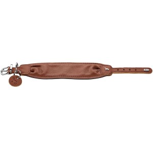 Cognacfarbenes Hunter Arvika Hundehalsband aus Leder, Größe S, 45 cm.
