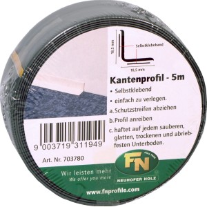 Graue Sockelleiste KU007, 18,5x18,5 mm, 5 lfm Rolle, selbstklebend.