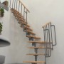 Minka Raumspartreppe Joker Turn, grau/buche hell, Innentreppe mit Metallgeländer und Holzstufen.