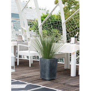 Deroma Quadro Hoch Link Pflanztopf 2er Set in Anthrazit, ideal für Garten und Terrasse.