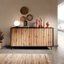 Selsey Sideboard Bello, 154 cm, schwarz mit Wotan-Eiche Lamellenfronten. Elegante Kommode für Wohnzimmer.