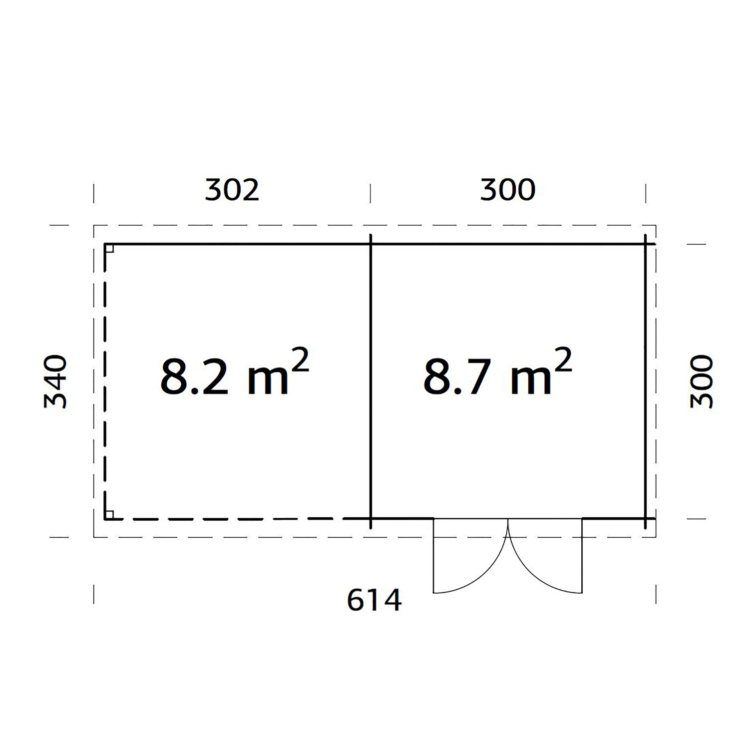 Palmako Ella Holz-Gartenhaus Grau Flachdach Tauchgrundiert 592 cm x 300 cm_7