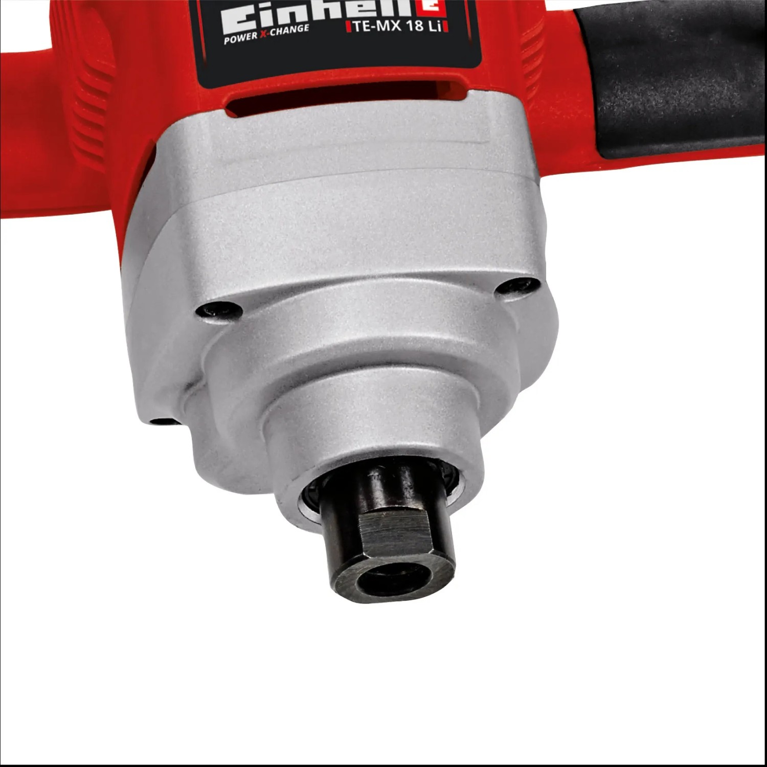 Detailaufnahme des Einhell TE-MX 18 Li Akku-Farbmörtelrührers mit M14-Gewinde.