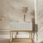 Selsey Nachttisch Veldio Rillenfront Goldfarbenes Gestell Weiß 50 cm_2