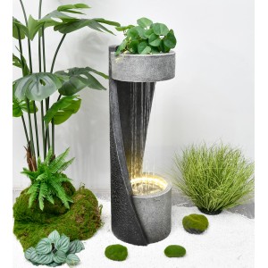 Garden Pleasure Brunnen Zelos aus Polyresin und Fiberglas mit LED-Beleuchtung.