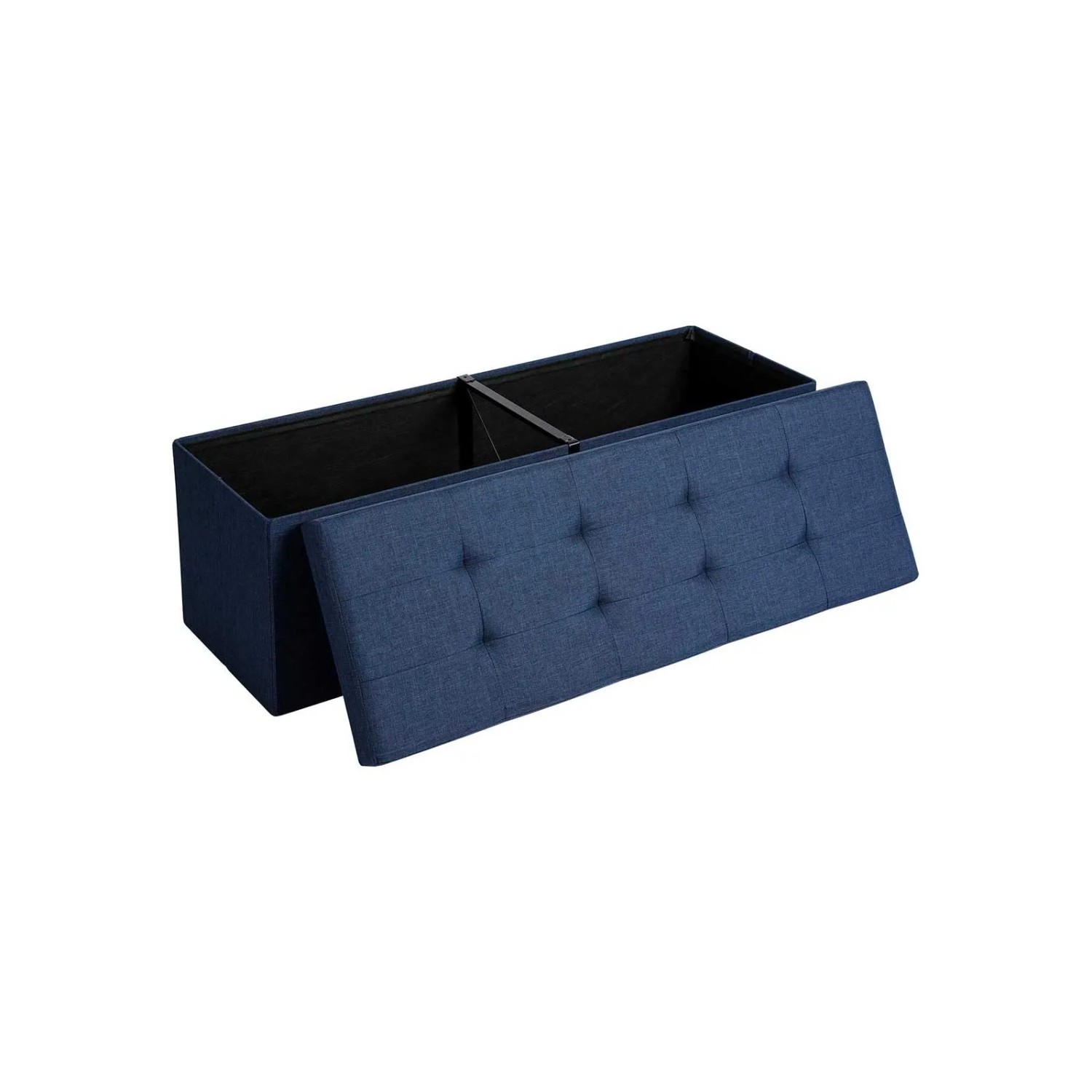 Blaue Songmics Sitztruhe mit Stauraum, offener Deckel, Schuhbank.