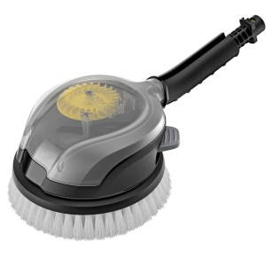 Kärcher WB 130 rotierende Waschbürste mit transparentem Gehäuse und weißem Borstenkranz.