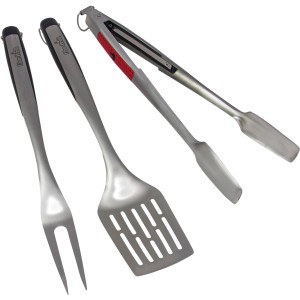 Char-Broil Grillbesteck-Set, 3-teilig: Wender, Zange und Gabel aus Edelstahl mit Komfortgriffen.