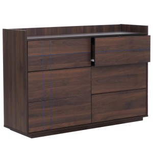 Kommode P44 in Walnuss-Optik mit 6 Schubladen und Push-to-open Funktion, 83x120x40cm.