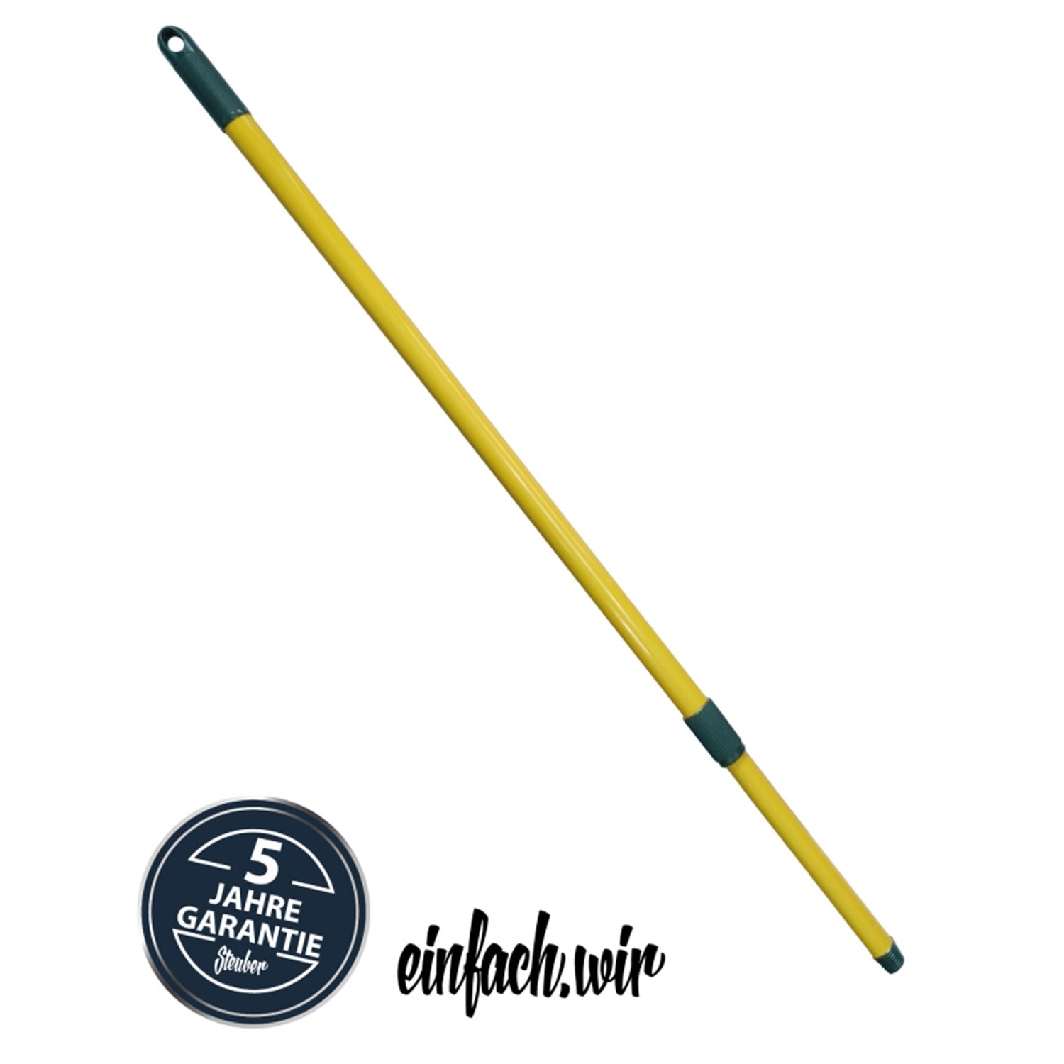 Steuber Teleskopstiel, 1,40 m, grün/gelb, für Reinigungsgeräte und Gartenwerkzeug.