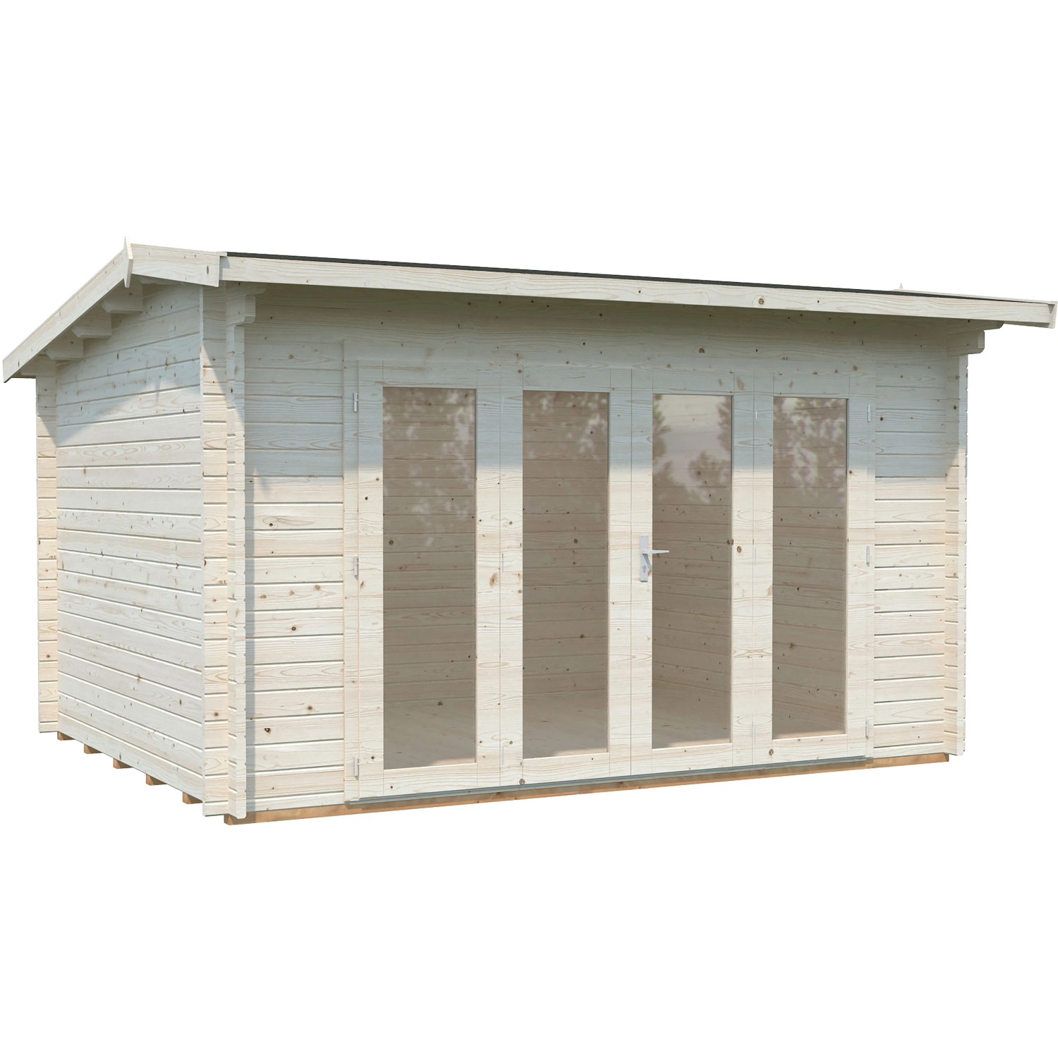 Palmako Ines Holz-Gartenhaus Natur Satteldach Tauchgrundiert 390 cm x 300 cm_5