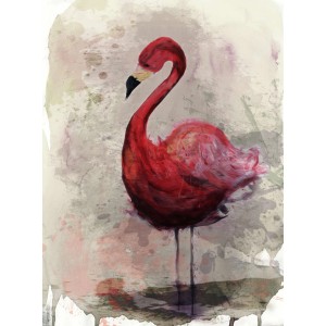 Fototapete mit rotem Flamingo Portrait, 2,00x2,70m, für stilvolle Wandgestaltung.