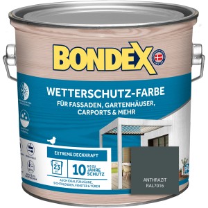 Bondex Wetterschutz-Farbe RAL 7016 Anthrazit 2,5 l