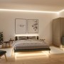 Schlafzimmer mit indirekter Beleuchtung durch Paulmann MaxLED 500 LED Streifen.
