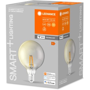 Ledvance Smart+ Filament Globe G48 E27, 6W, Light Grey, dimmbare LED Lampe mit WiFi Technologie.