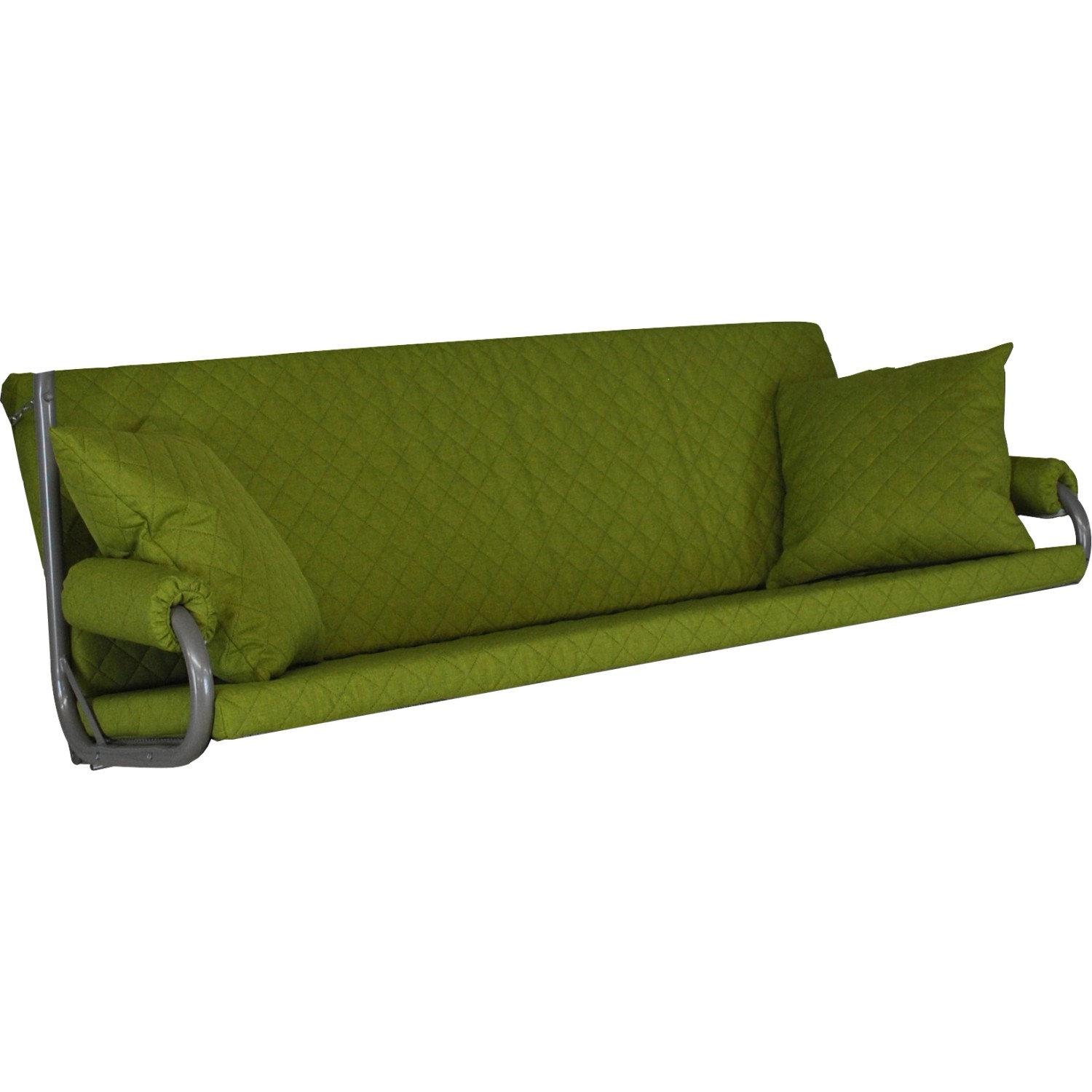 Grüne Angerer Hollywoodschaukel Auflage Joy mit Kissen und Armröllchen für 180 cm breite Schaukeln.