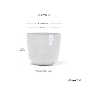 Ecopots Pflanztopf Oslo Mini Weiß 19 cm x 16,5 cm