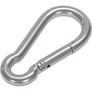 Karabinerhaken aus Edelstahl, 80 mm, mit Schnapper für Ketten und Seile.