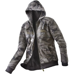 Uncle Sam Sweatjacke Camouflage Schwarz, Größe M. Arbeitsjacke mit Kapuze und Print.