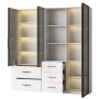 okwish Vitrine mit LED Glasfächern Bücherregal Wohnzimmer 140x40x160cm Weiß_10