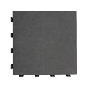 Dunkelgraue Onek WPC-Fliese Mixtile, 40x40 cm, mit Klicksystem für den Außenbereich.