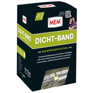 Verpackung MEM Dicht-Band 5m, Bauabdichtung für Anschluss- und Eckfugen, reißfest und flexibel.