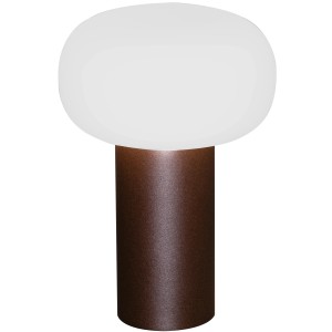 Rostfarbene Konstsmide LED Tischleuchte Antibes, Ø 13 cm, für Innen und Außen.