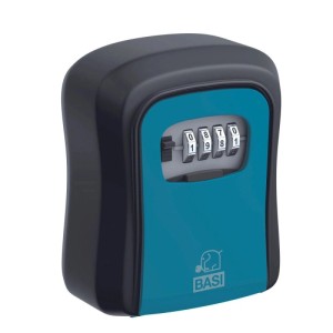 Basi Schlüsselsafe SSZ 200, blau-schwarz, mit Zahlenschloss und Aluminiumgehäuse.