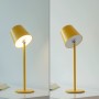 Gelbe Akku-LED-Tischleuchte Boteria, schwenkbar, für Innen & Außen. Dekoleuchte mit warmweißem Licht.