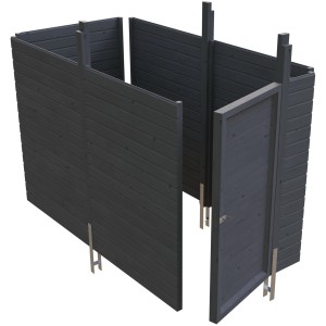 Skan Holz Abstellraum C3, 378x164cm, Profilschalung in Schiefergrau für Carport Zubehör.