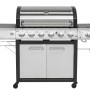 El Fuego Long Beach Edelstahl-Gasgrill mit 6 Brennern, Seitenbrenner, Unterschrank und Ablagen.